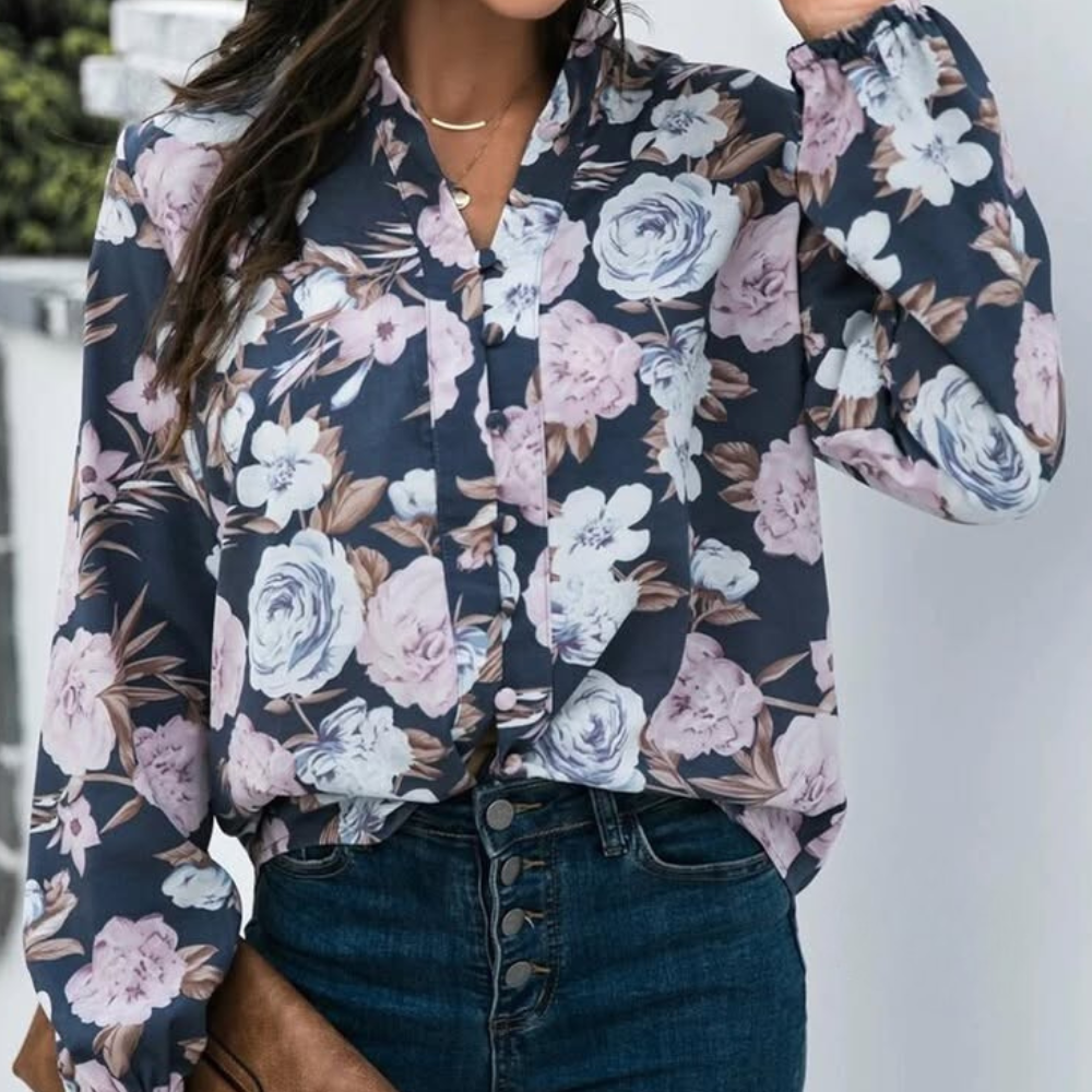 Floral Long-Sleeve Blouse