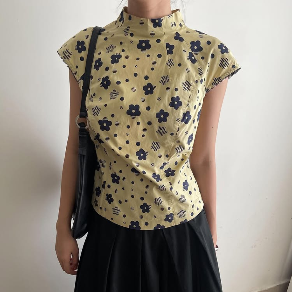 Floral High-Neck Top