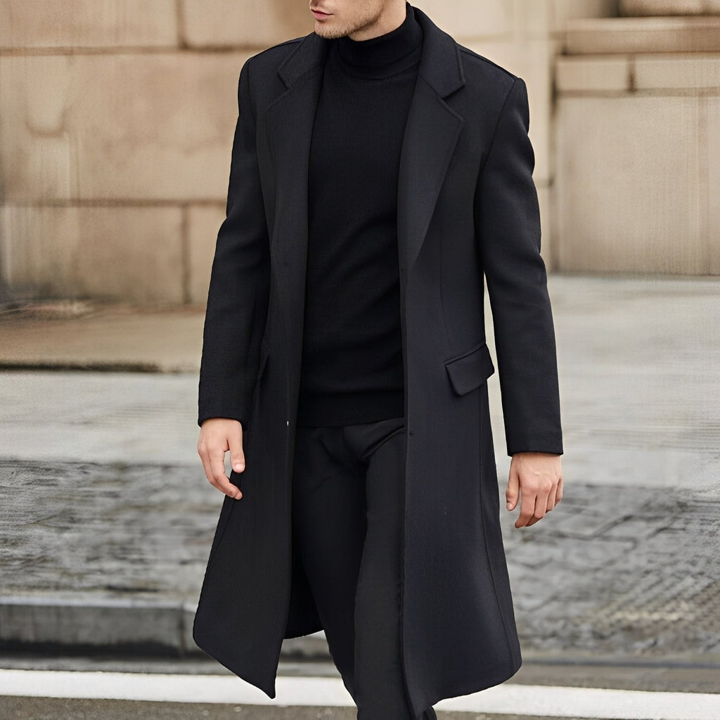 Nicholas - Elegant Long Wool Trench Coat for Men