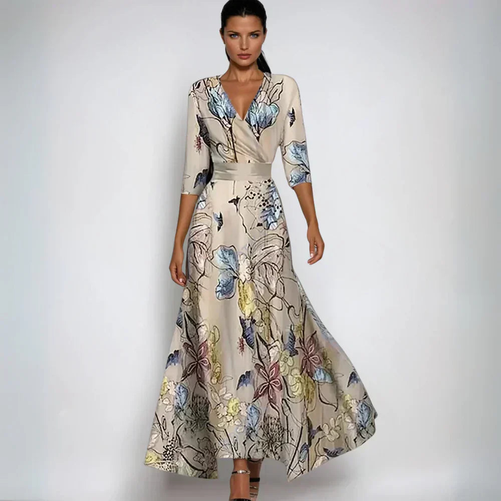 Lindsey – Elegant wrap dress with floral print