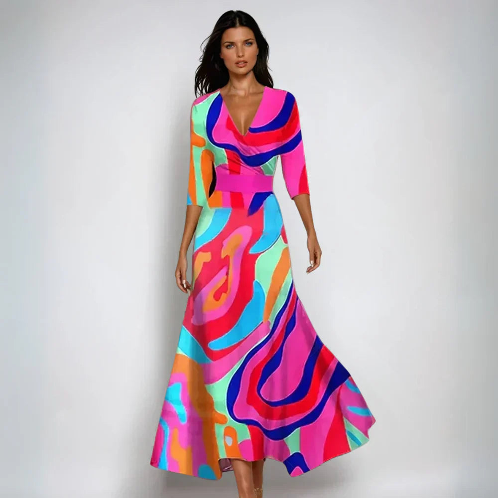 Lindsey – Elegant wrap dress with floral print