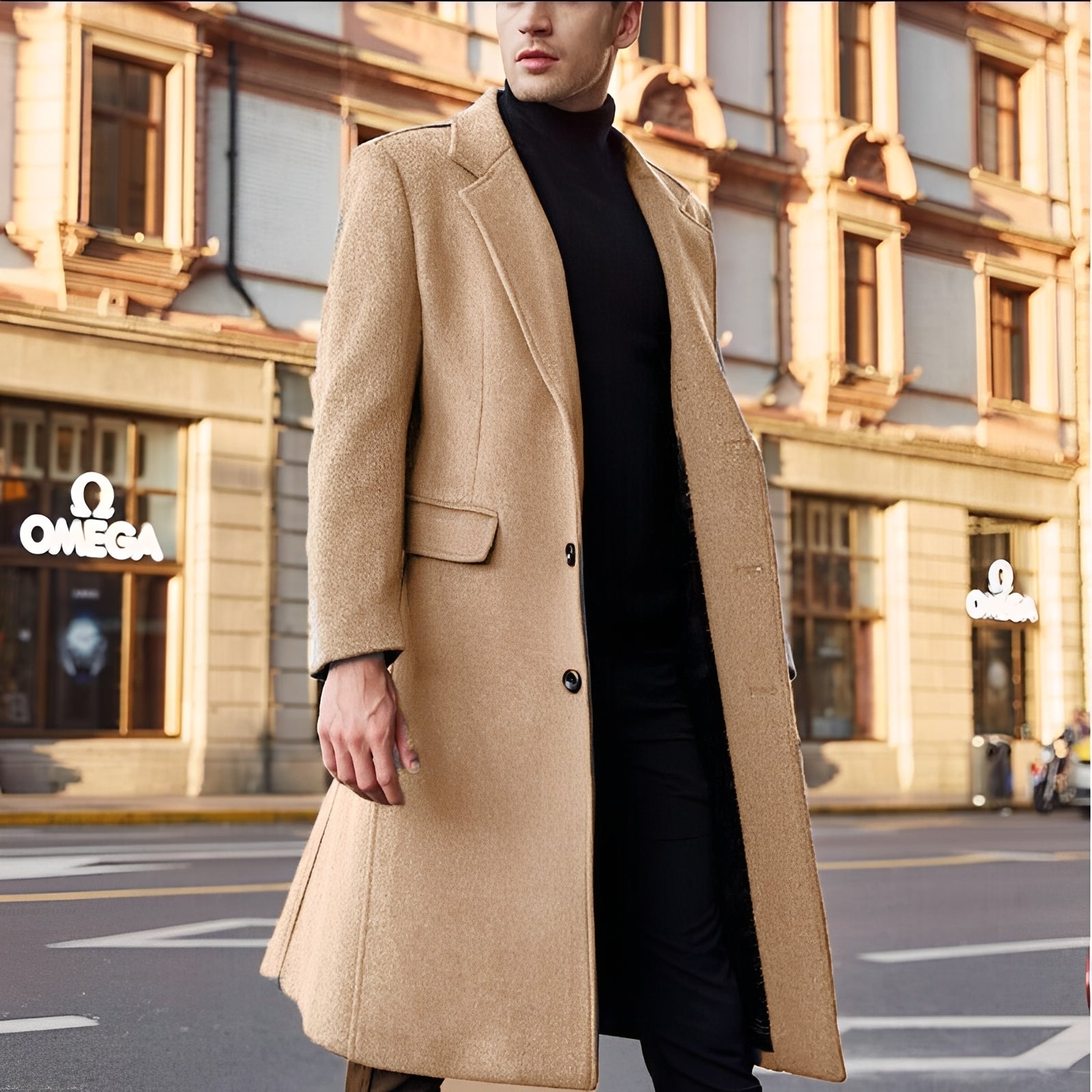 Nicholas - Elegant Long Wool Trench Coat for Men