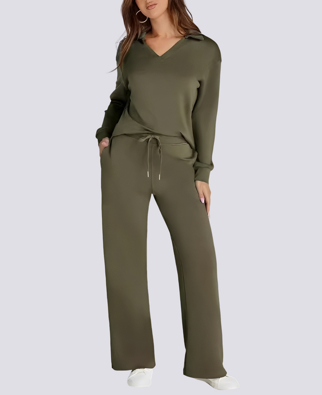 Bella - Relaxed V-neck Elastic Set