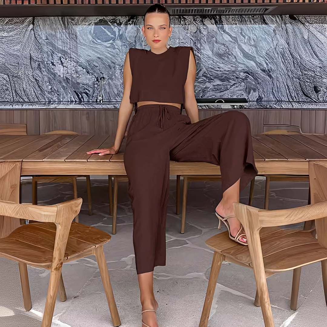 Meavel - Stylish wide-leg pants and top set
