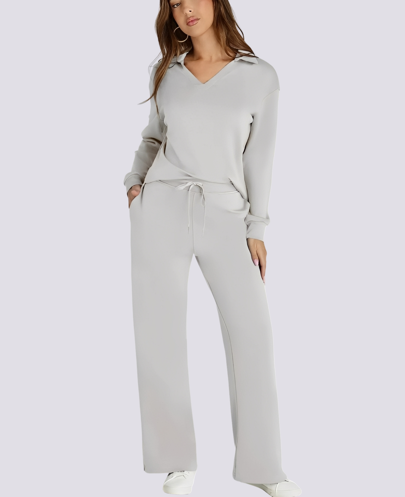 Bella - Relaxed V-neck Elastic Set