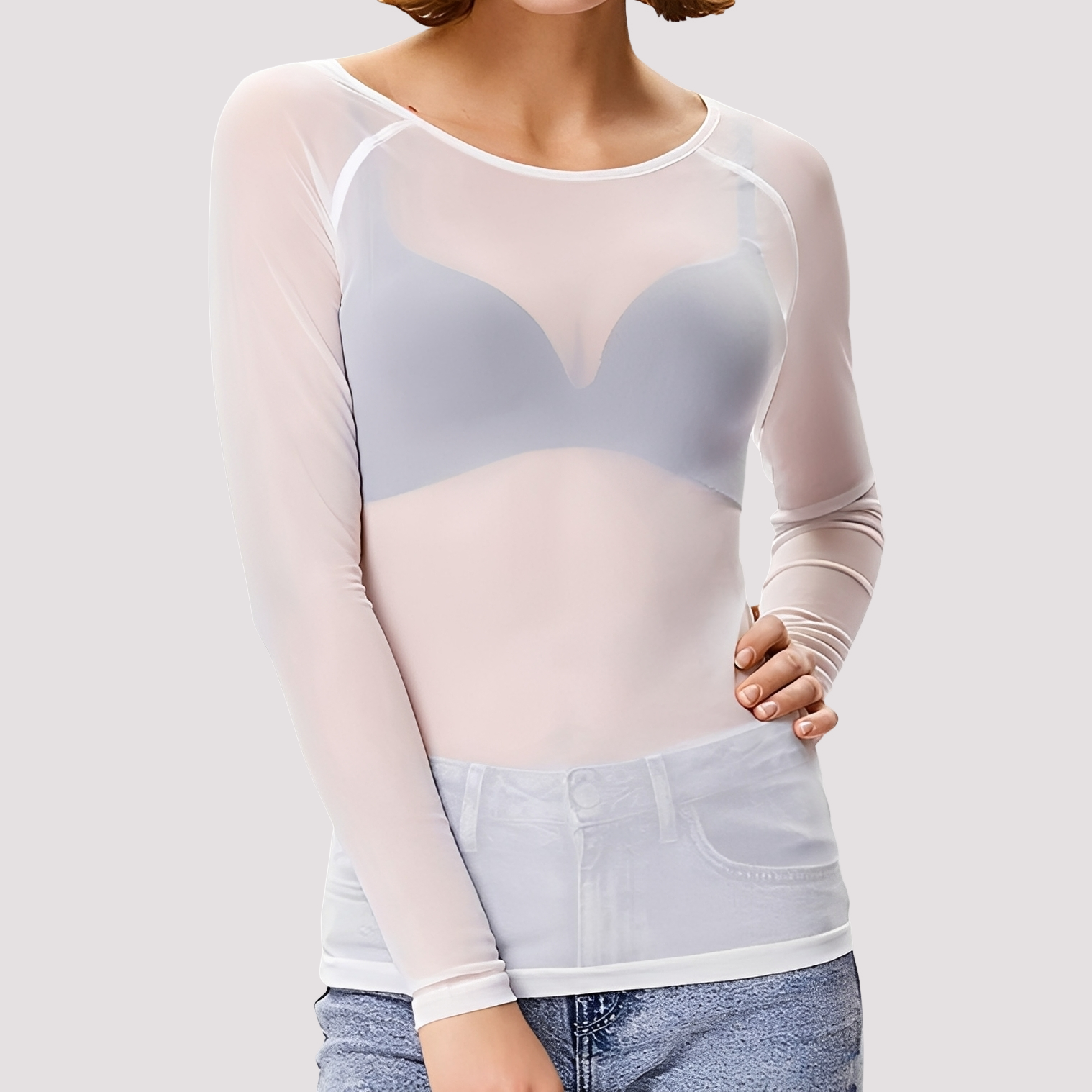 Sophia - Casual, sheer long-sleeve top for women