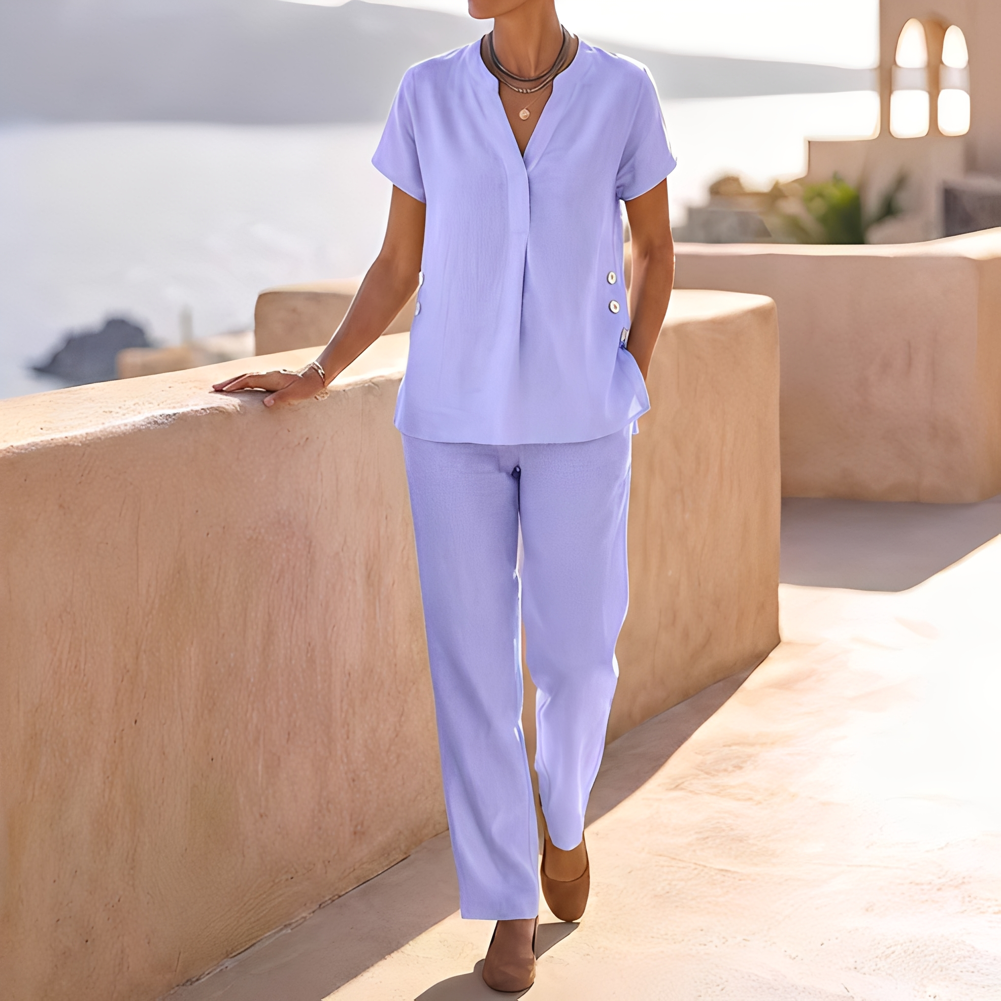 Khena - Casual Summer V-Neck Set for Women