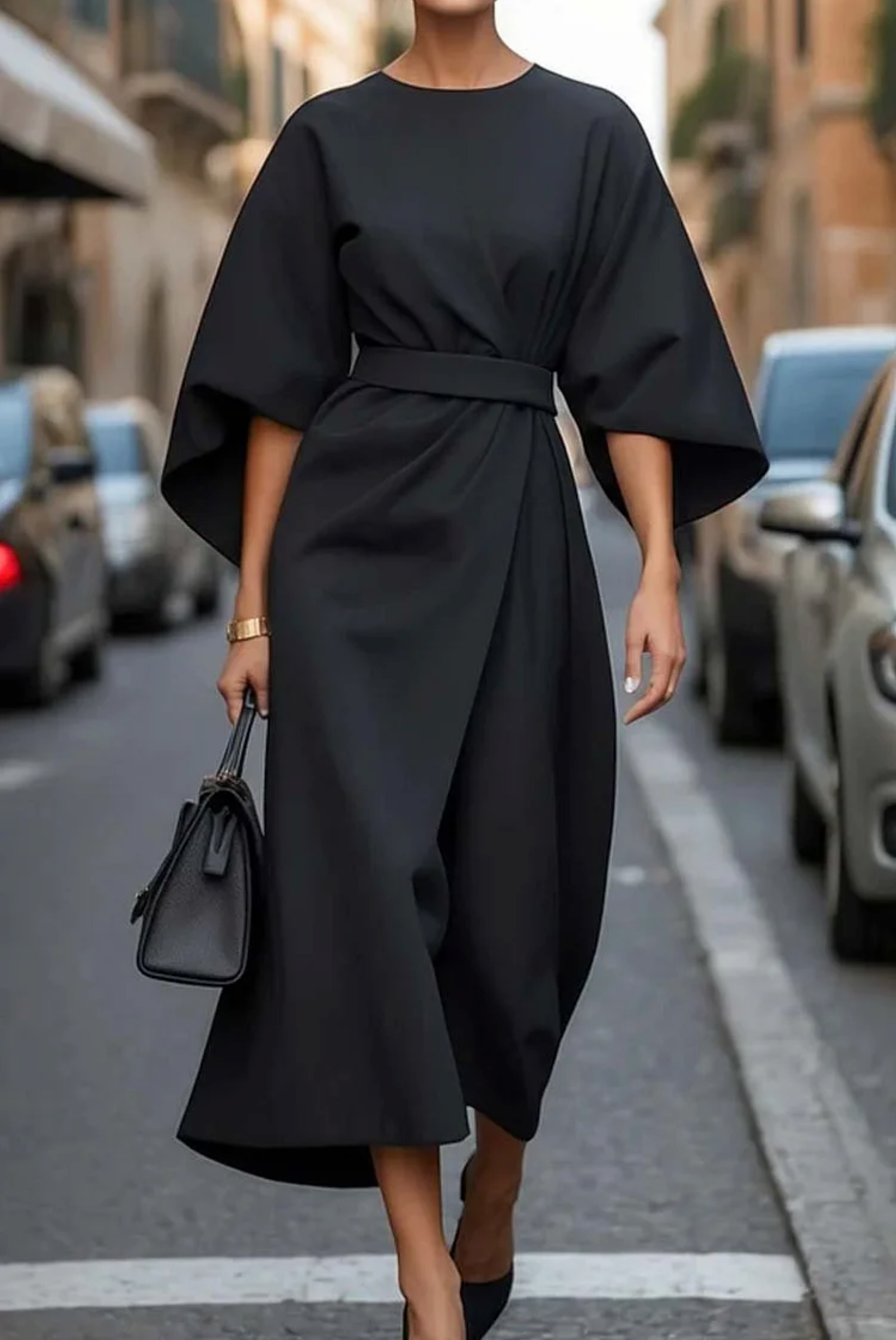 Clare - Elegant maxi dress with belt
