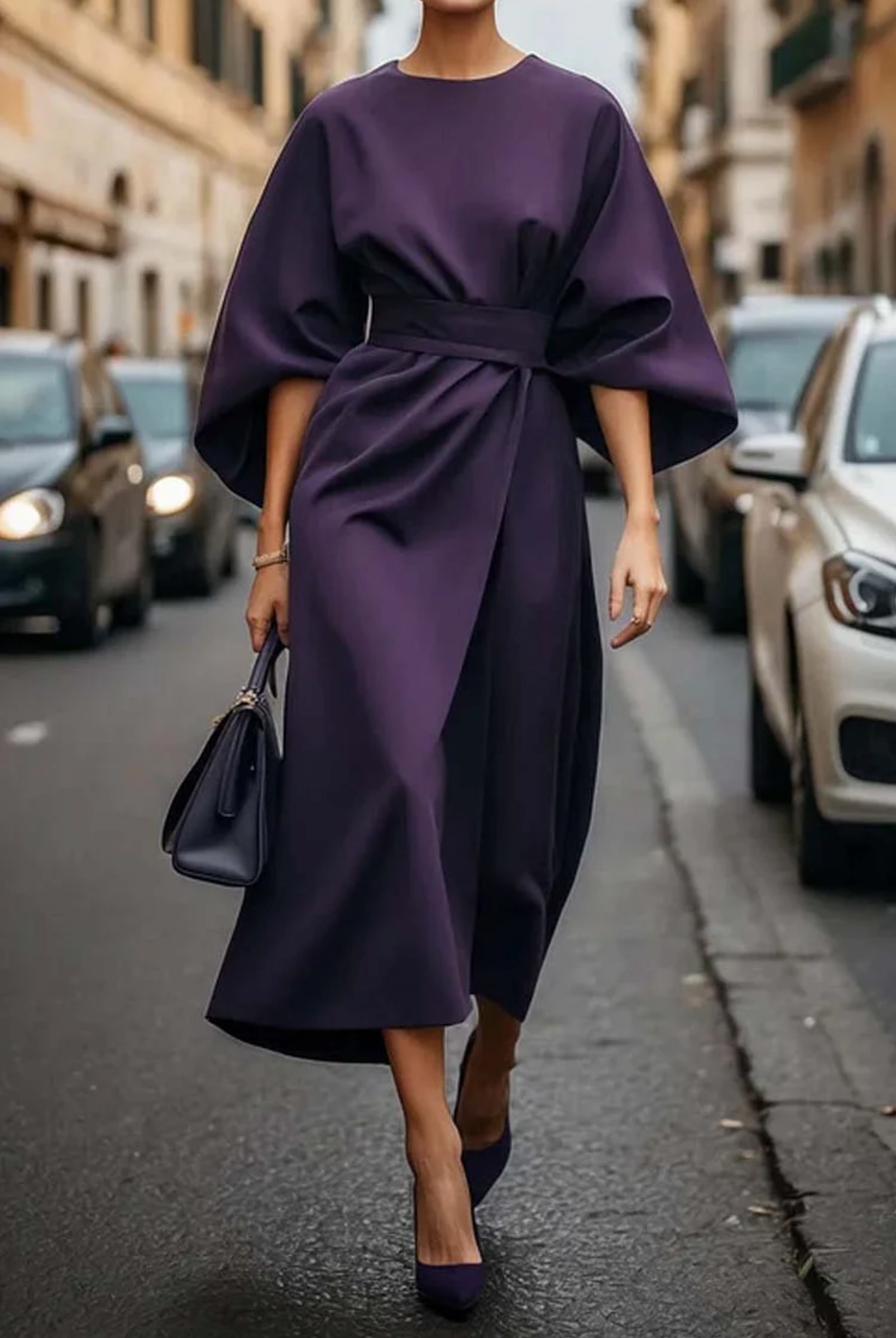 Clare - Elegant maxi dress with belt