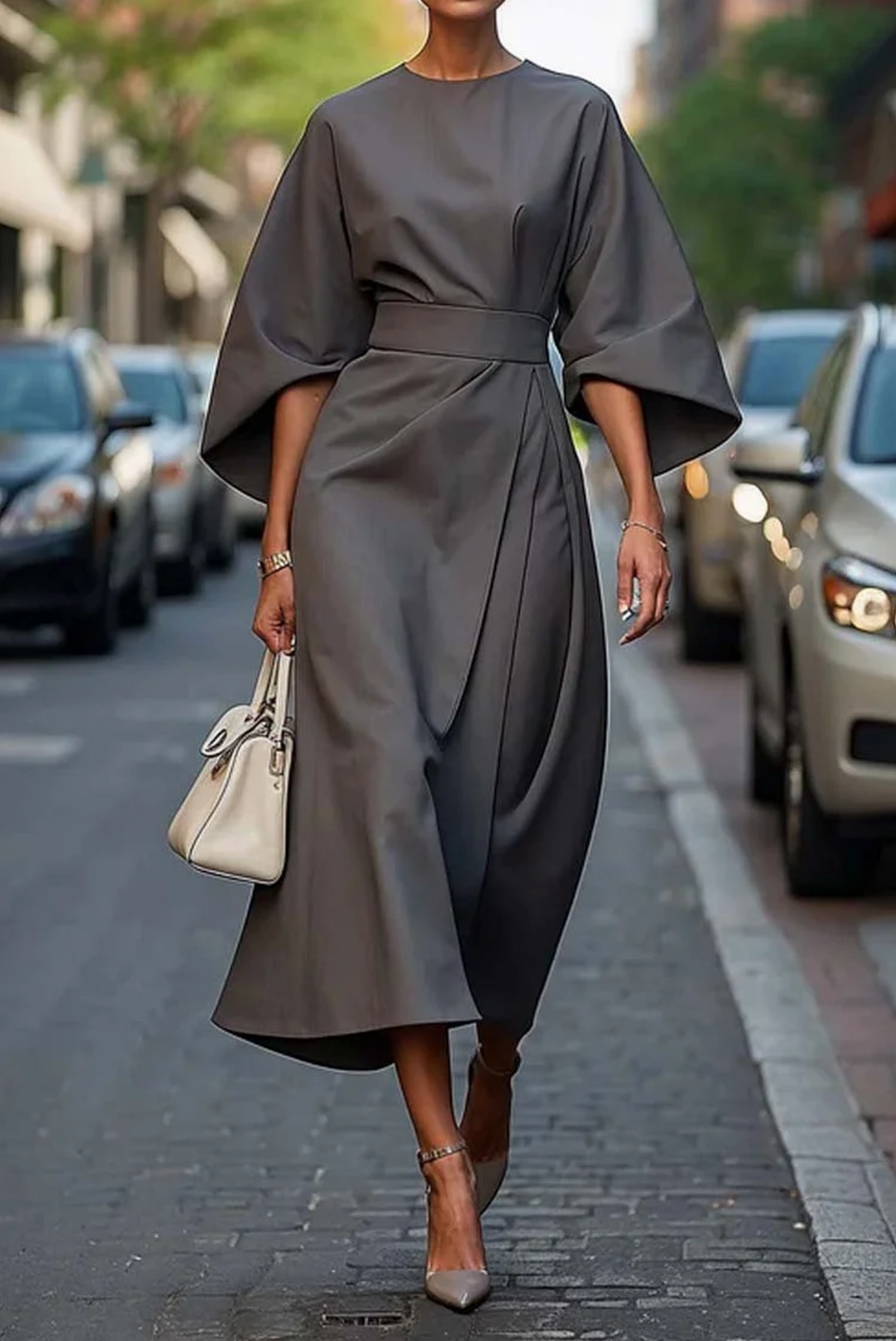 Clare - Elegant maxi dress with belt