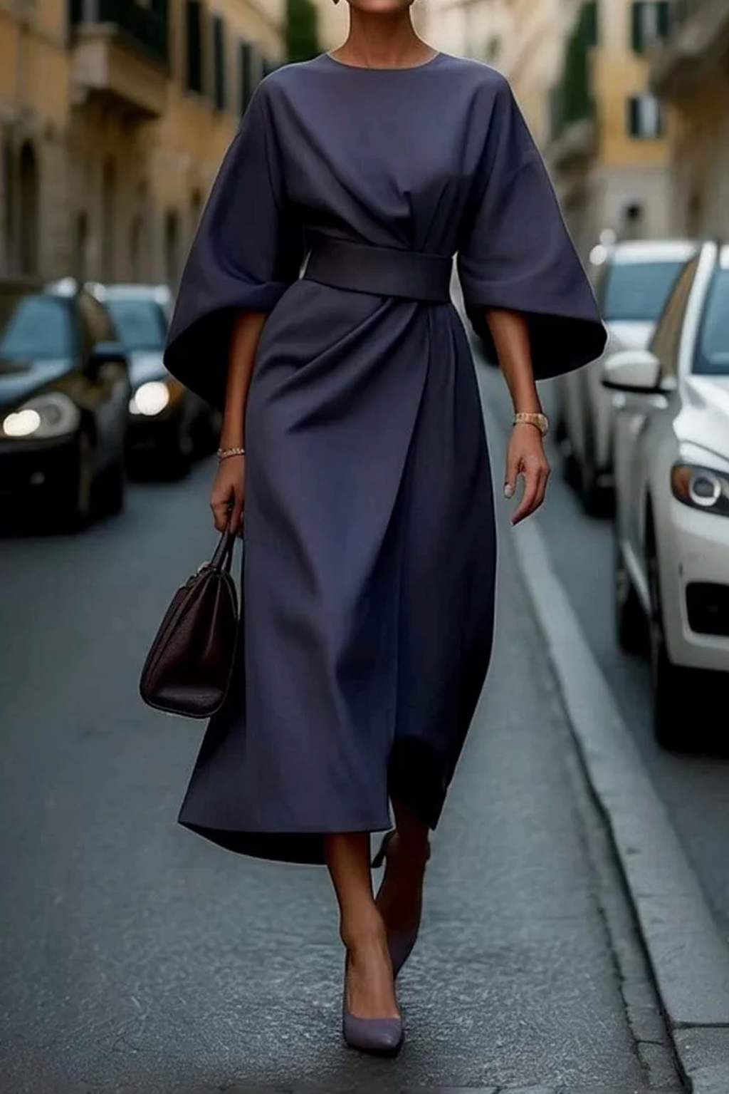 Clare - Elegant maxi dress with belt