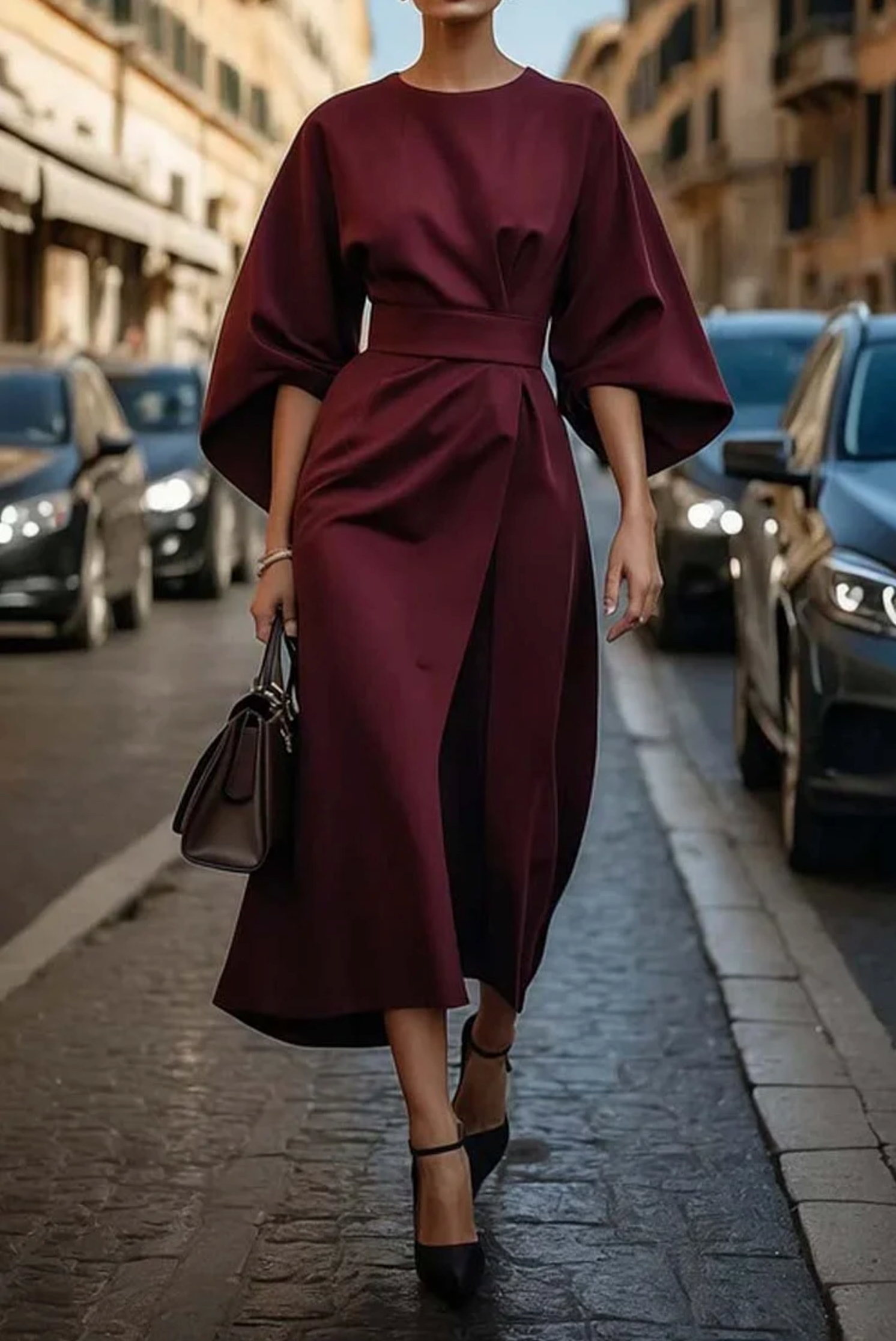Clare - Elegant maxi dress with belt