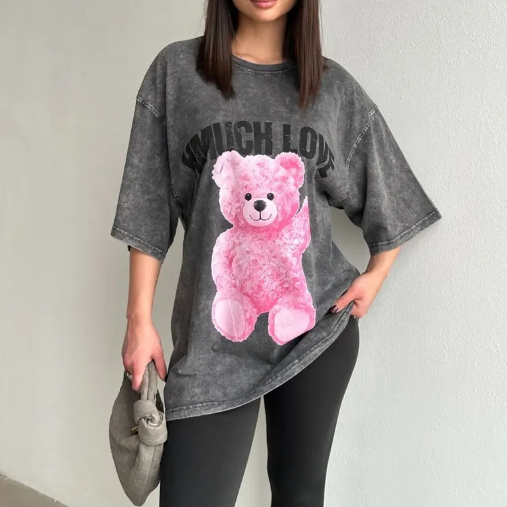 Pink Teddy Oversized Washed T-Shirt