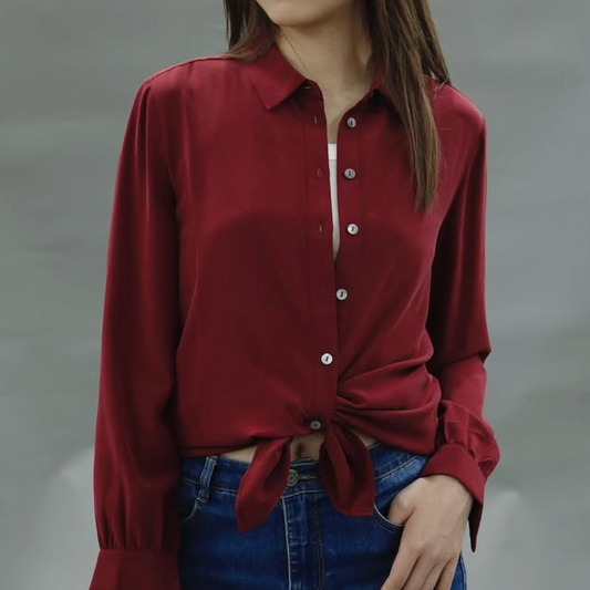 Deep Red Tie-Front Shirt