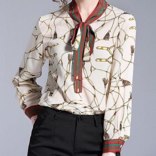 Printed Bow-Tie Elegance Blouse