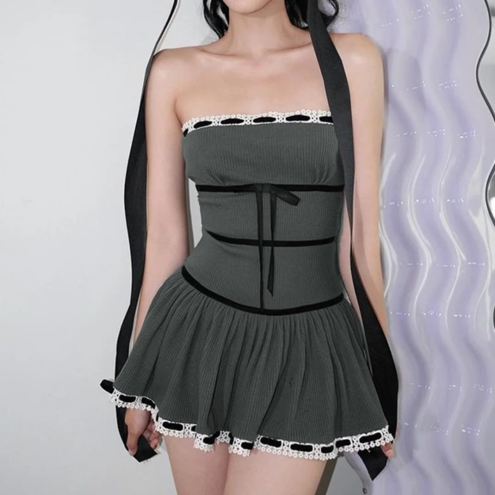 Strapless Ribbon Mini Dress
