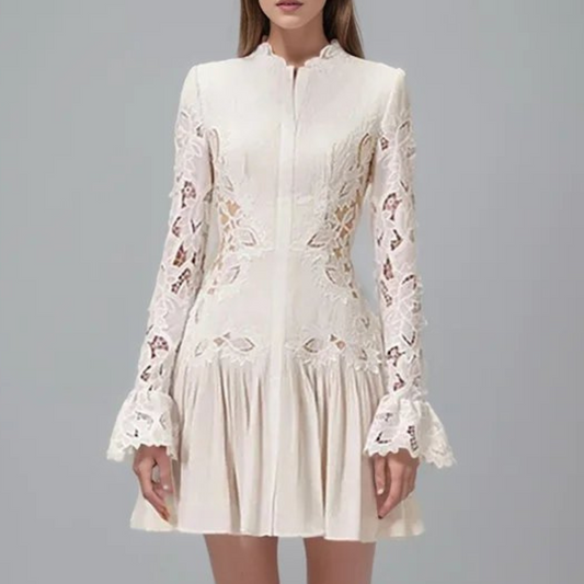 Lace Long-Sleeve Mini Dress