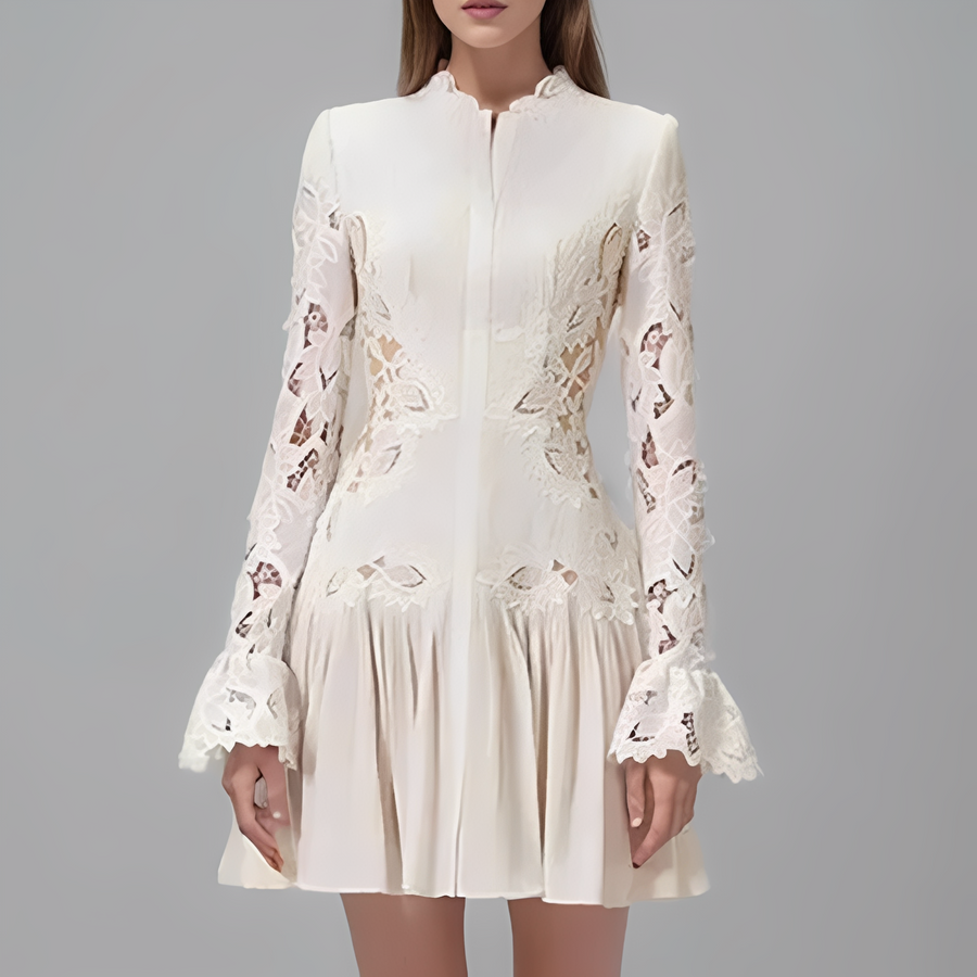 Lace Long-Sleeve Mini Dress