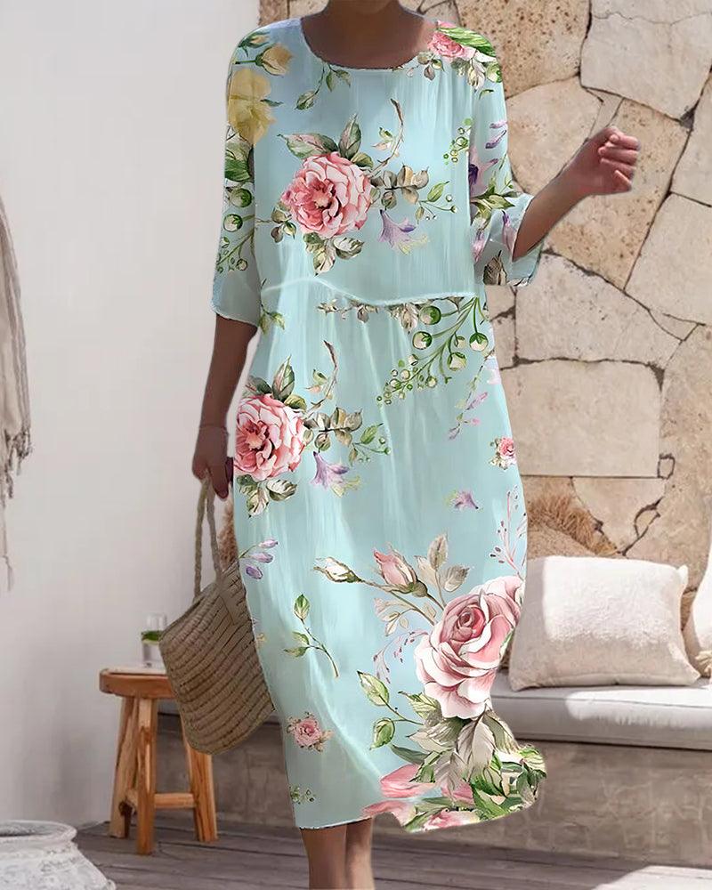 Miranda - Elegant floral dresses with covered belly