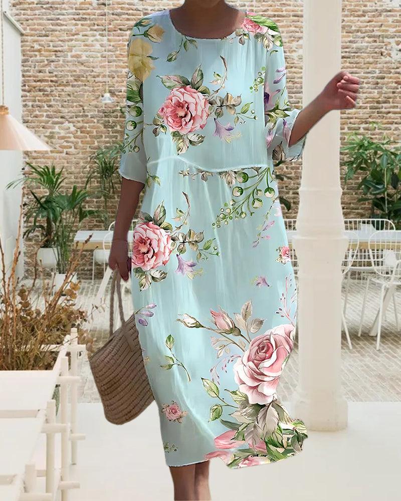 Miranda - Elegant floral dresses with covered belly