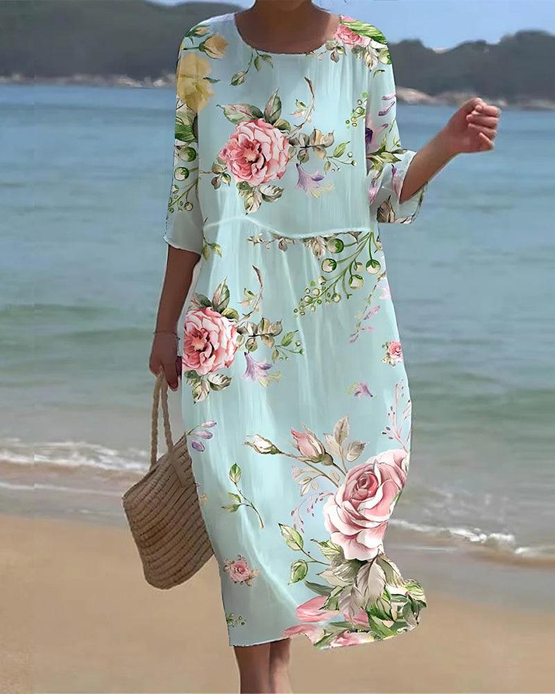 Miranda - Elegant floral dresses with covered belly