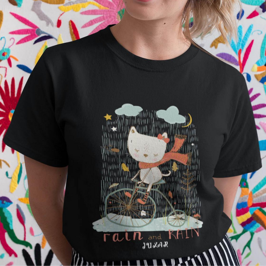 Cat in the Rain Black T-Shirt